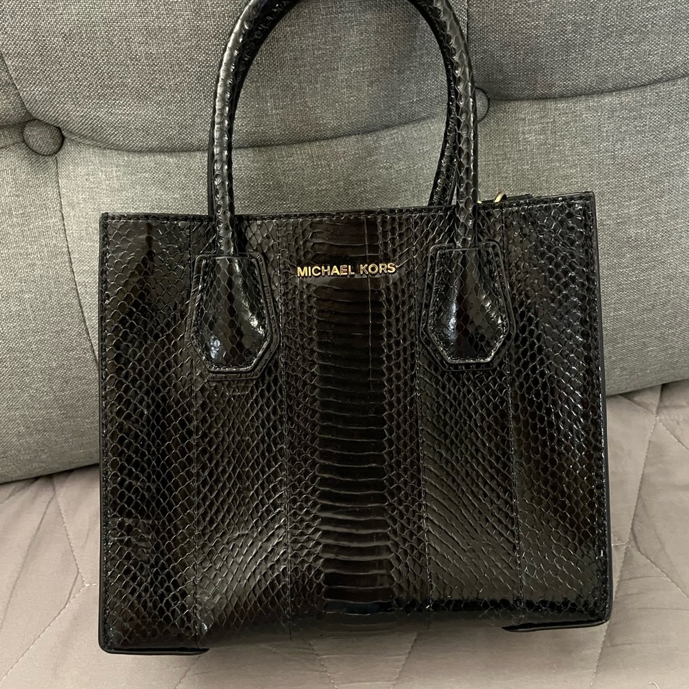 Michael Kors Black Satchel with Textured Finish
